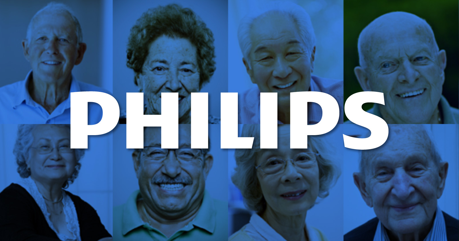 Senior Faces with Philips Logo on Blue