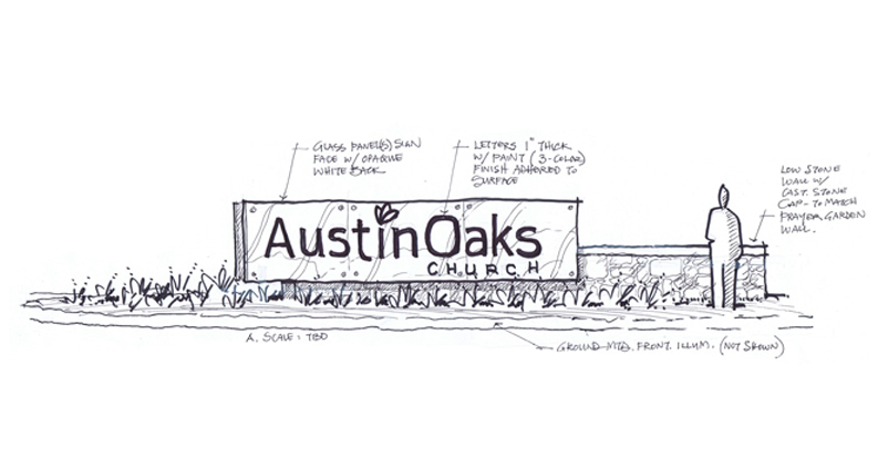 Austin Oaks monument sketch