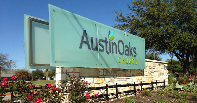 Austin Oaks Church monument sign