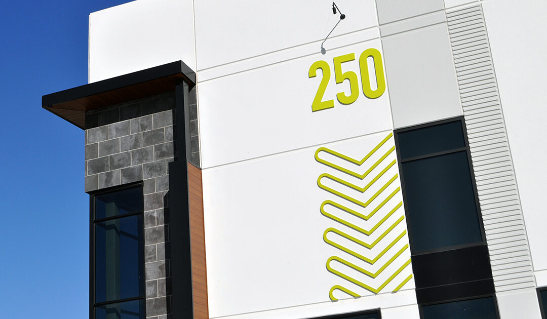 Sophisticated. Utilitarian. Industrial Park. Graphics.